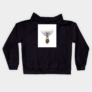 Deer with flower crown Kids Hoodie